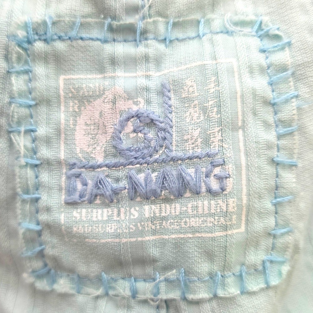 Da-Nang Cargo Pants Womens Lg Blue Good Embroidered Y2K Wide Leg Unhemmed